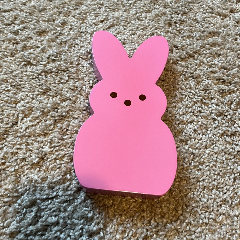 New! Pink wooden peep bunny table top decor